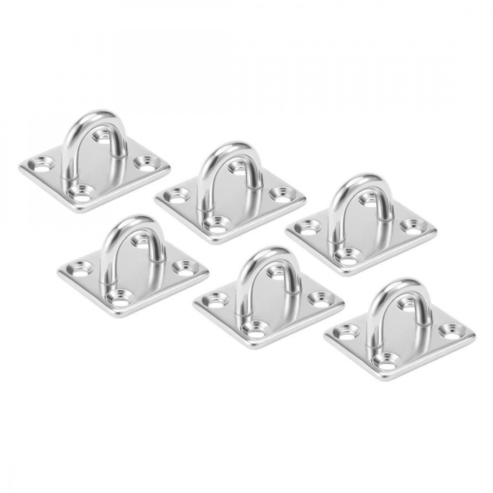 304 Stainless Steel 5mm Thick Ring Square Sail Shade Pad Eye Plate Boat Rigging 6pcs Dropshipping