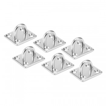 304 Stainless Steel 5mm Thick Ring Square Sail Shade Pad Eye Plate Boat Rigging 6pcs Dropshipping