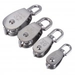 4Pcs/Set M15/M20/M25/M32 Stainless Steel Pulleys Heavy Duty Steel Single Wheel Swivel Lifting Rope Pulley Block For Wire Rope