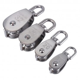 4Pcs/Set M15/M20/M25/M32 Stainless Steel Pulleys Heavy Duty Steel Single Wheel Swivel Lifting Rope Pulley Block For Wire Rope