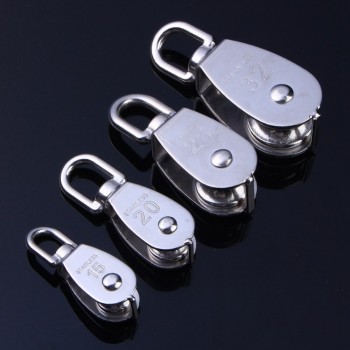 4Pcs/Set M15/M20/M25/M32 Stainless Steel Pulleys Heavy Duty Steel Single Wheel Swivel Lifting Rope Pulley Block For Wire Rope