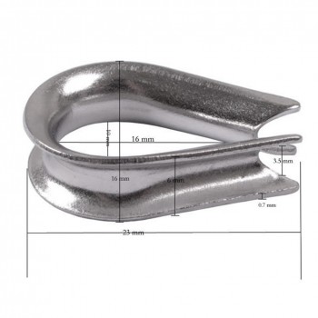 4 x Stainless Steel - 3mm Wire rope loop Rope Thimbles