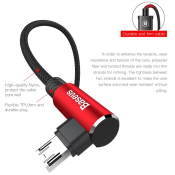 Baseus 90 Degree Micro USB Cable Fast Charging Charger Data Cord Microusb Cable For Samsung Xiaomi Android Mobilie Phone Cables