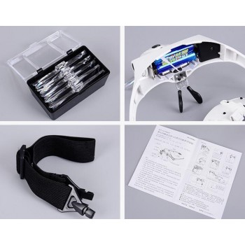 1.0X 1.5X 2.0X 2.5X 3.5X Adjustable 5 Lens Loupe LED Light Headband Magnifier Glass LED Magnifying Glasses With Lamp