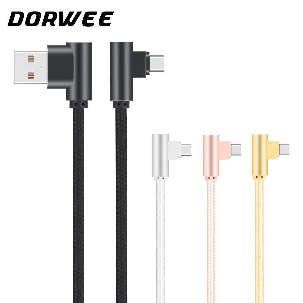 DORWEE 90 Degree Micro USB Cable 2A Fast Charger Data Cable Braided USB Cable Mobile Phone USB Charger Cable For Samsung Huawei