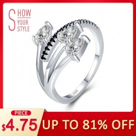 [BLACK AWN] Real 925 Sterling Silver Jewelry Trendy Elegant Engagement Ring Black Spinel Wedding Rings for Women G007