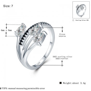 [BLACK AWN] Real 925 Sterling Silver Jewelry Trendy Elegant Engagement Ring Black Spinel Wedding Rings for Women G007