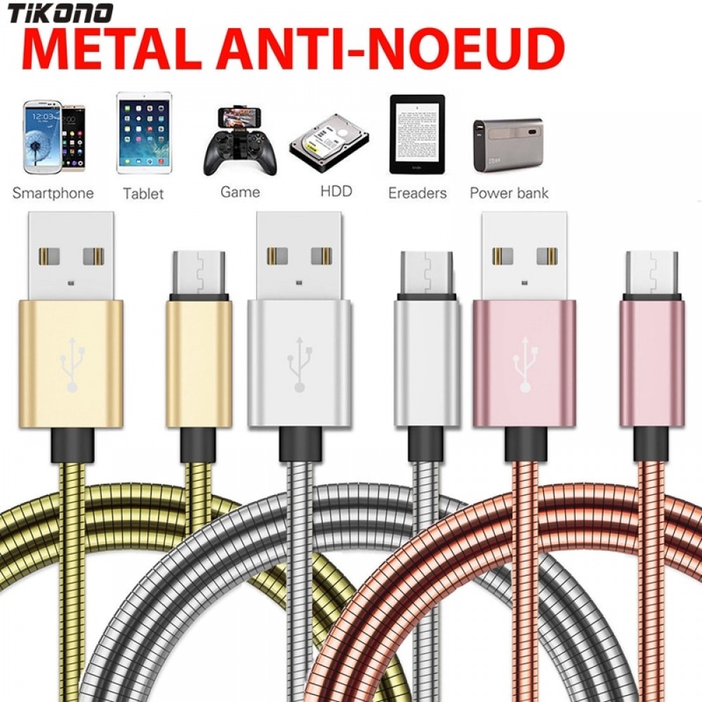 Stainless Steel Metal Fast Charging Data Sync Cable 2A Micro USB for Samsung S4 S5 S6 S7 Charging Cable Data Sync Braided Lead