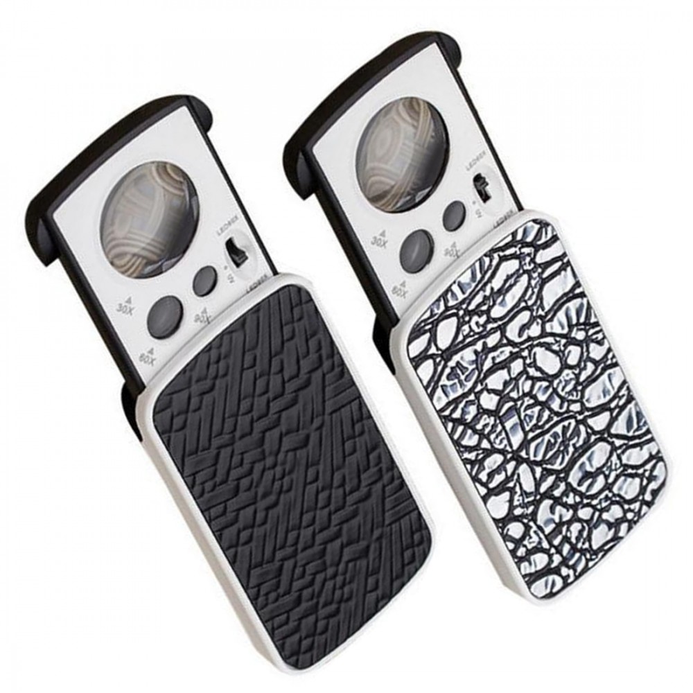 Magnifying Glass 30X 60X 90X Magnifier Jewelry Appraisal Reading High Magnification Acrylic Optical Lens Loupe With LED UV