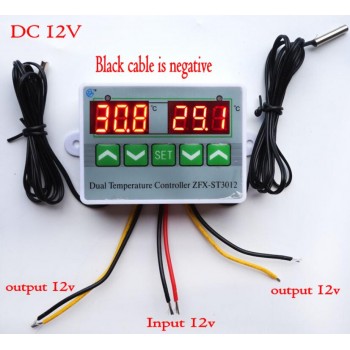 AC 220V 12V 24V Digital LED Dual Thermometer Temperature Controller Thermostat Incubator Control Microcomputer Dual Probe