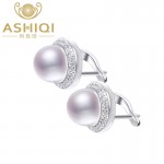 ASHIQI Genuine Natural Freshwater pearl Stud earrings for women wholesale