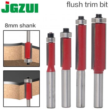1pcs 8 Shank  Flush Trim Router Bits for wood Lengthened Trimming Cutters with bearing woodworking tool endmill