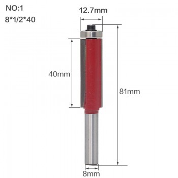 1pcs 8 Shank  Flush Trim Router Bits for wood Lengthened Trimming Cutters with bearing woodworking tool endmill