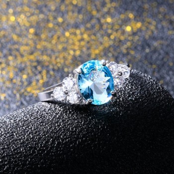 Multicolor Womens Rings With Oval Gemstone Topaz Stones 925 Sterling Silver Jewelry Ring Wedding Party Christmas Gift Wholesale