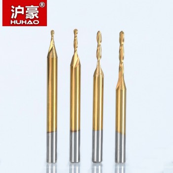 HUHAO 1pc 3.175mm ball nose 2 Flute Spiral TiN Coating end mills CNC router bits for wood tungsten carbide milling route tool