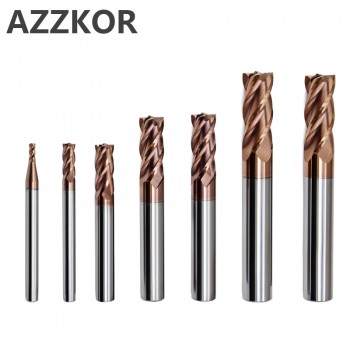 Milling Cutter Alloy Coating Tungsten Steel Tool Cnc Maching Hrc65 Endmill Azzkor Top  Milling Cutter Kit Milling Machine Tools