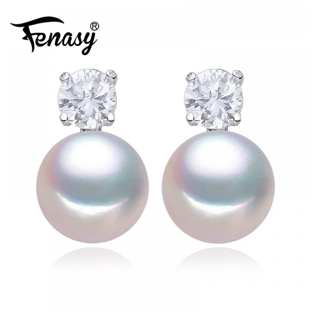 FENASY stud earrings,freshwater pearl earrings for women gift box,925 sterling silver earrings 2018,wedding amp; engagement jewelry