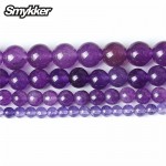 Natural Gemstone Beads Purple Amethyst Jade Loose Charms Bead 4/6/8/10mm Ball Agate Crystal Stone For Women Jewelry Gifts Making