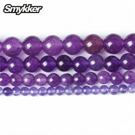Natural Gemstone Beads Purple Amethyst Jade Loose Charms Bead 4/6/8/10mm Ball Agate Crystal Stone For Women Jewelry Gifts Making