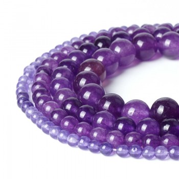 Natural Gemstone Beads Purple Amethyst Jade Loose Charms Bead 4/6/8/10mm Ball Agate Crystal Stone For Women Jewelry Gifts Making