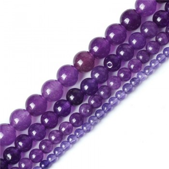 Natural Gemstone Beads Purple Amethyst Jade Loose Charms Bead 4/6/8/10mm Ball Agate Crystal Stone For Women Jewelry Gifts Making