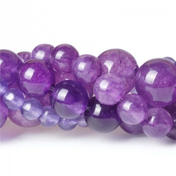 Natural Gemstone Beads Purple Amethyst Jade Loose Charms Bead 4/6/8/10mm Ball Agate Crystal Stone For Women Jewelry Gifts Making