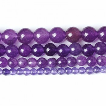 Natural Gemstone Beads Purple Amethyst Jade Loose Charms Bead 4/6/8/10mm Ball Agate Crystal Stone For Women Jewelry Gifts Making