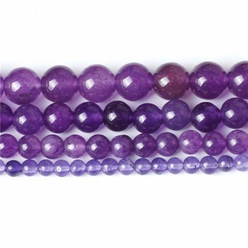 Natural Gemstone Beads Purple Amethyst Jade Loose Charms Bead 4/6/8/10mm Ball Agate Crystal Stone For Women Jewelry Gifts Making