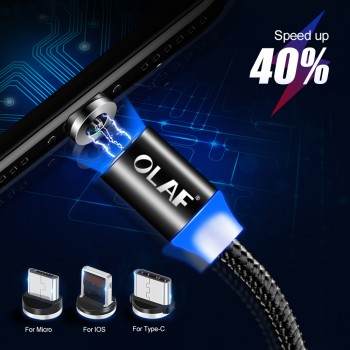 OLAF Magnetic USB Cable For iPhone Type C Magnet Charger Data Charging Charge Micro USB Cable For Android Mobile Phone Cables