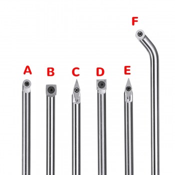 DIY Wood Turning Tool Chisel Carbide Tip Round Insert Cutter Tool Angled Shank Woodworking Tool 6 Size