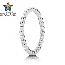 Starland Fine Detail Authentic 925 Sterling Silver Simple Style Round Bead Shapes Womens Ring Wedding Party Jewelry Accessories
