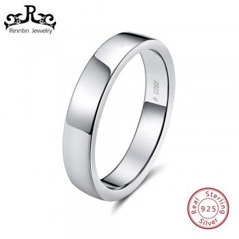 Rinntin Real Sterling Silver Women Wedding Band High Polished Can Engrave Name Date Bar Men Rings Party 925 Jewelry TSR73