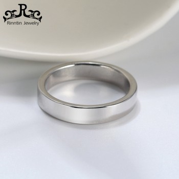 Rinntin Real Sterling Silver Women Wedding Band High Polished Can Engrave Name Date Bar Men Rings Party 925 Jewelry TSR73