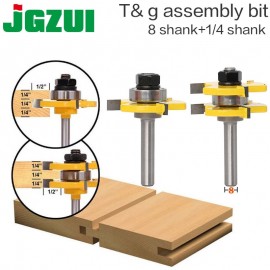 2 pc 8mm Shank high quality Tongue amp; Groove Joint Assembly Router Bit Set 3/4 Stock Wood Cutting Tool - RCT