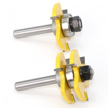 2 pc 8mm Shank high quality Tongue amp; Groove Joint Assembly Router Bit Set 3/4 Stock Wood Cutting Tool - RCT