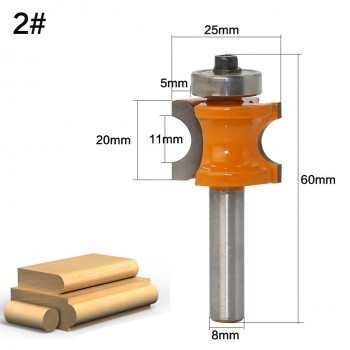 1Pc Bullnose Router Bit Set C3 Carbide Tipped 8mm Shank Woodworking cutter