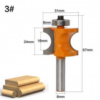 1Pc Bullnose Router Bit Set C3 Carbide Tipped 8mm Shank Woodworking cutter