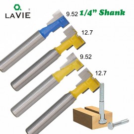 2pcs 1/4 Shank T-Slot Cutter Router Bit Hex Bolt Key Hole Bits T Slotting Milling Cutter for Wood Woodworking Tools MC01020