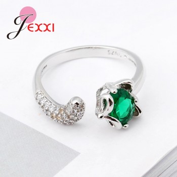 JEMMIN Fashion Fox Open Ring With shiny CZ Charm 925 Sterling Silver Women Appointment Jewelry Romantic Gift High Quality