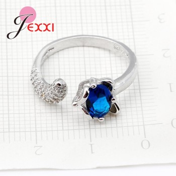 JEMMIN Fashion Fox Open Ring With shiny CZ Charm 925 Sterling Silver Women Appointment Jewelry Romantic Gift High Quality