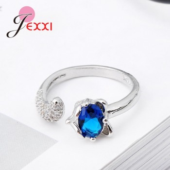 JEMMIN Fashion Fox Open Ring With shiny CZ Charm 925 Sterling Silver Women Appointment Jewelry Romantic Gift High Quality