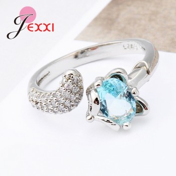 JEMMIN Fashion Fox Open Ring With shiny CZ Charm 925 Sterling Silver Women Appointment Jewelry Romantic Gift High Quality