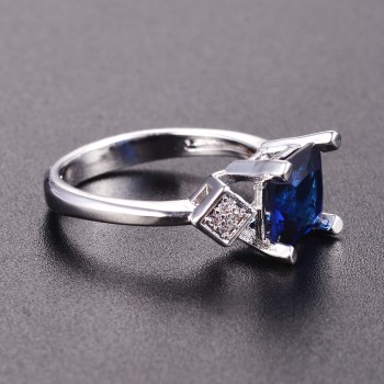 New Square Silver 925 Jewelry Rings Womens Finger Ring With Dark Blue Sapphire Gemstone Zircon Vintage Fine Jewelry Wholesale