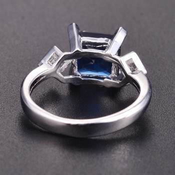 New Square Silver 925 Jewelry Rings Womens Finger Ring With Dark Blue Sapphire Gemstone Zircon Vintage Fine Jewelry Wholesale