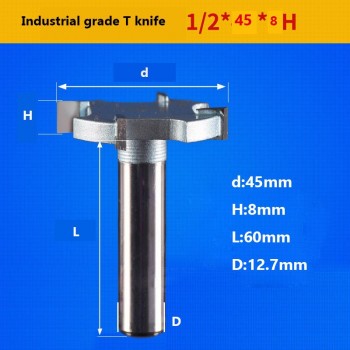 1 / 2 inch 4T or 6T woodworking router bit tungsten carbide T type cutter wood carving tools woodworking tools knife