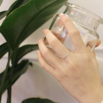 100% S925 Sterling Silver Temperament Wild Minimalist Fine zircon opening ring index finger ring female jewelry