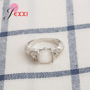 JEMMIN Gorgeous Halo Opal Rings Unique Design Luxury Shiny 925 Sterling Silver Clear Cubic Zirconia Top Quality Hot Sale