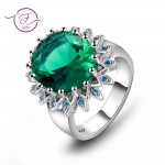 Top Brand Created Emerald Ring Solid 925 Sterling Silver Rings For Women Anniversary Gift For Mother Fine Jewelry Ring Wholesale