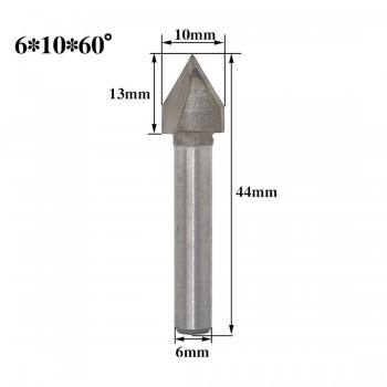 1pc 6mm V Bit CNC Solid Carbide End Mill Tungsten Steel Woodworking Milling Cutter 3D Wood MDF Router Bit 60 90 120 150 Degrees