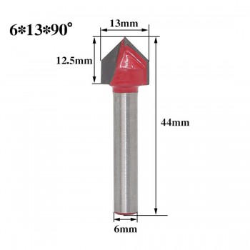 1pc 6mm V Bit CNC Solid Carbide End Mill Tungsten Steel Woodworking Milling Cutter 3D Wood MDF Router Bit 60 90 120 150 Degrees